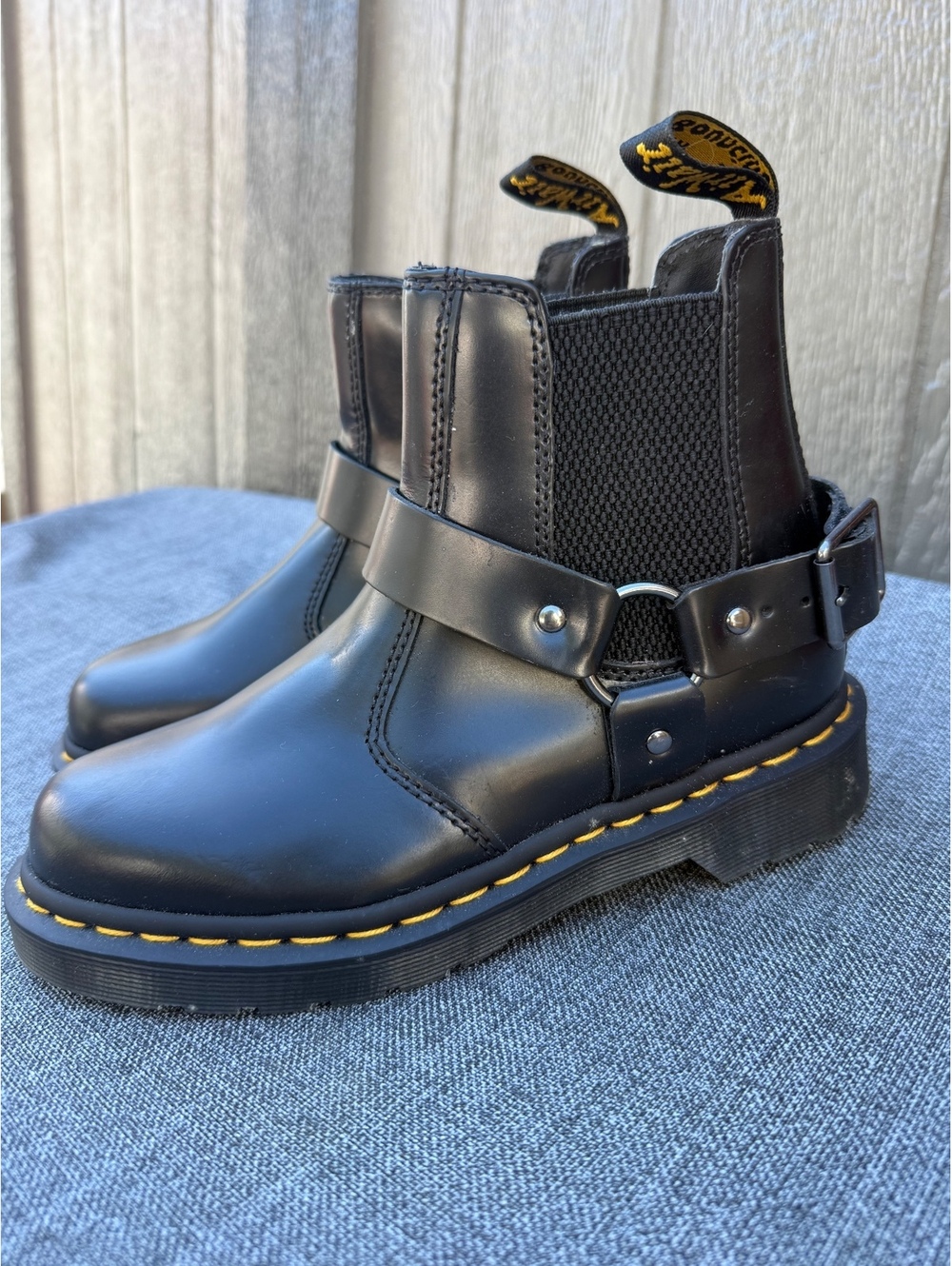 Dr. Martens Black Leather Chelsea Harness Boots Size 5 US Women